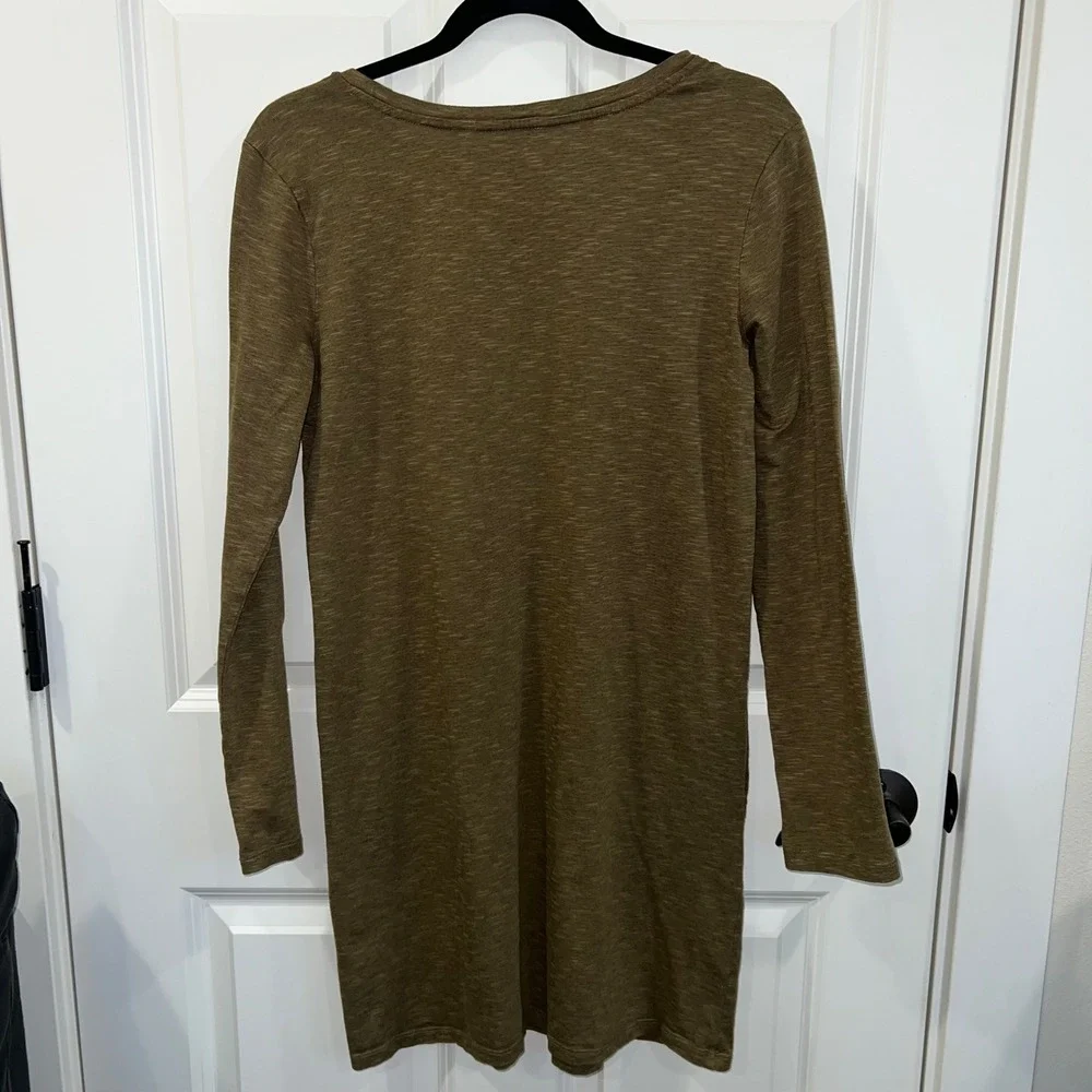 Toad&Co Windmere II Long Sleeve Shift Dress in Heathered Olive Green‎ Size Small